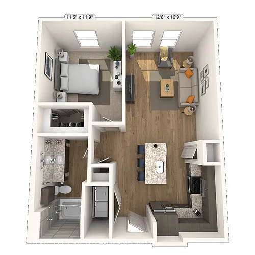 Floor plan A4 1x1 753 SF