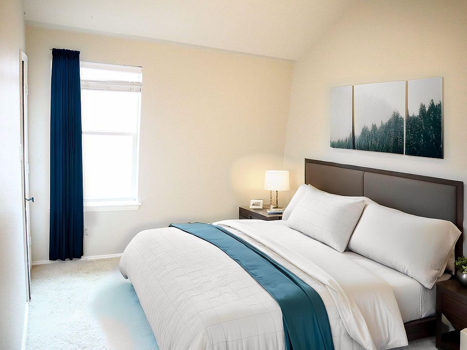 Room is downstairs Has a new ceiling fan and lights controlled by remote. linens and pillows not included. Virtually staged