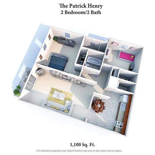 Floor plan The Patrick Henry: 2 Bed, 2 Bath