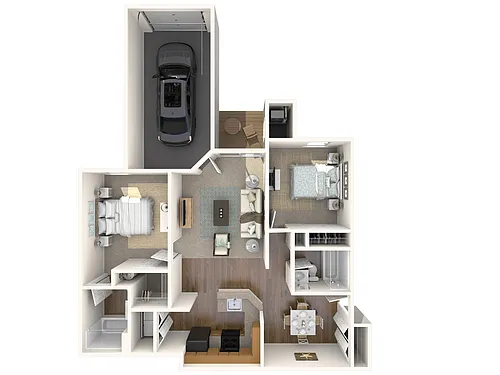 Floor plan 2 Bed 2 Bath w/Garage