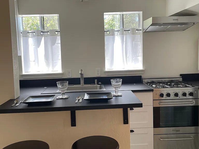 Kitchen with full gas stove