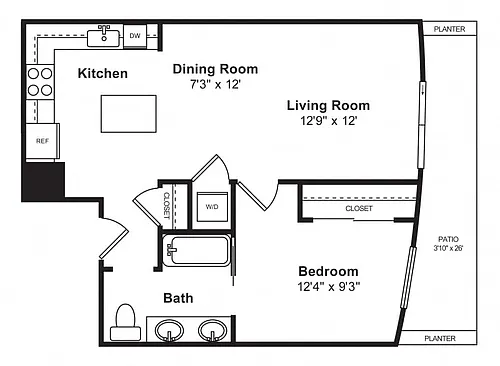 Floor plan A32 1Bed1