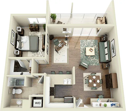 Floor plan 1 Bedroom C