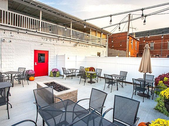 View of the apartment's deck while standing in Wine Flight's