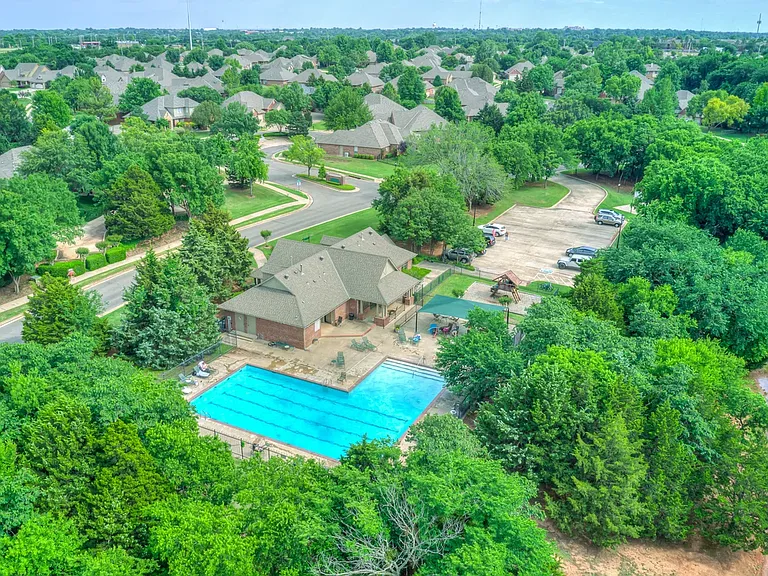 Aerial view of Clubhouse that has work out area & Neighborhood Pool