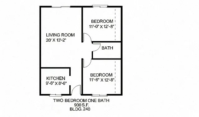 Floor plan 2B 1B L