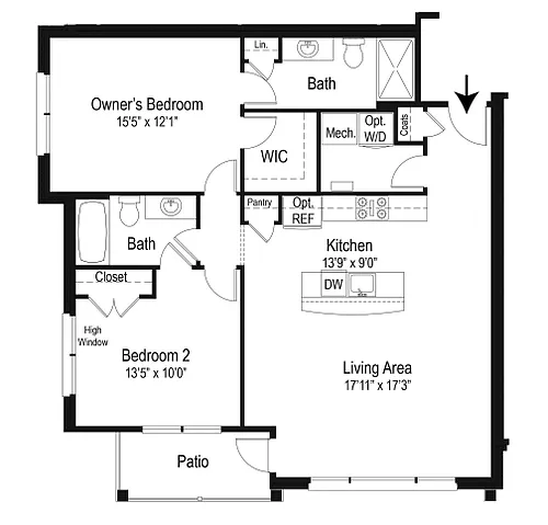 Floor plan 2B/2B