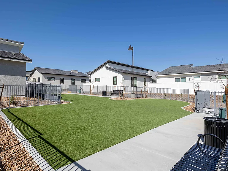 Enjoy the serene atmosphere of this beautifully designed communal courtyard.