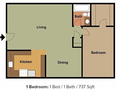 Floor plan 1 Bed 1 Bath