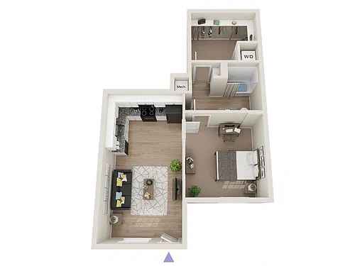 Floor plan 1 Bedroom / 1 Bathroom (A2)