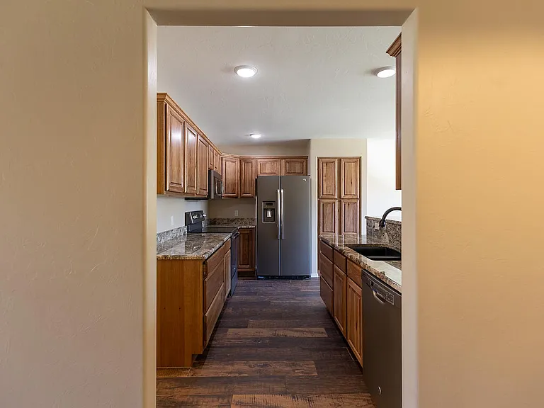 View into kitchen