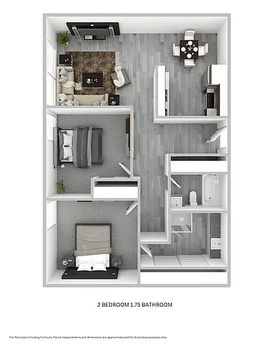 Floor plan 2 Bedroom 1.75 Bathroom