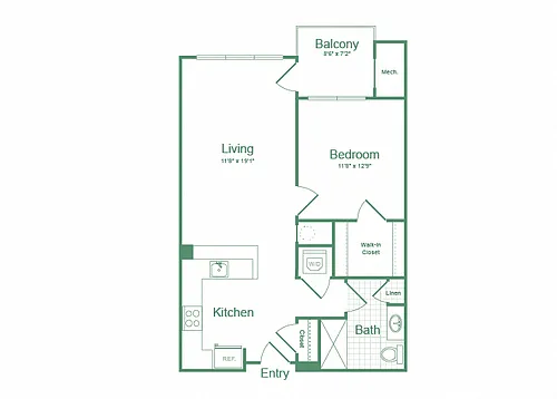 Floor plan One Bedroom A2.1