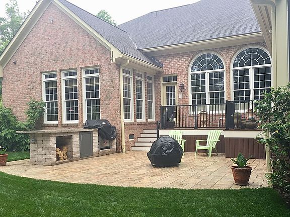 Patio, deck and barbecue are