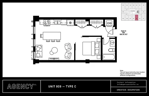 Floor plan Type C 1 Bed 1 Bath