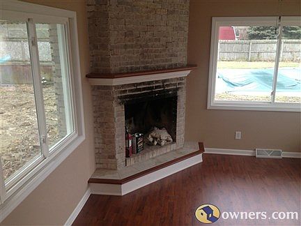 wood burning corner fireplace