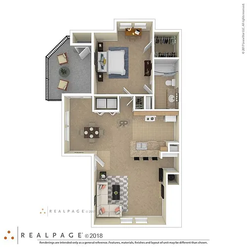 Floor plan Large One Bedroom