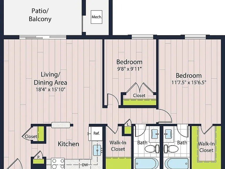 B2-70 Two Bedroom Floor Plan B2-70 Two Bedroom Floor Plan