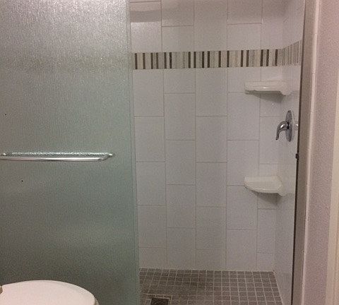 Shower with glass door