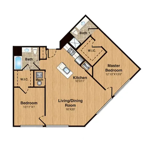 Floor plan B10 | 2 Bed | 2 Bath