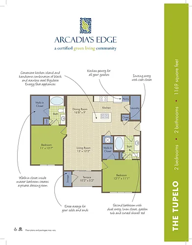 Floor plan B1 Tupelo Garden - 2 Bedroom, 2 Bathroom