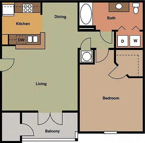 Floor plan Haddington- 1BR 1 BATH