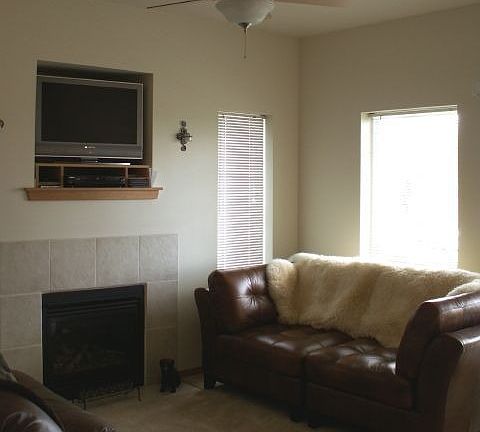 Living area with gas fireplace