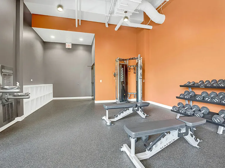 Fitness Center Featuring Free Weights and Exercise Equipment