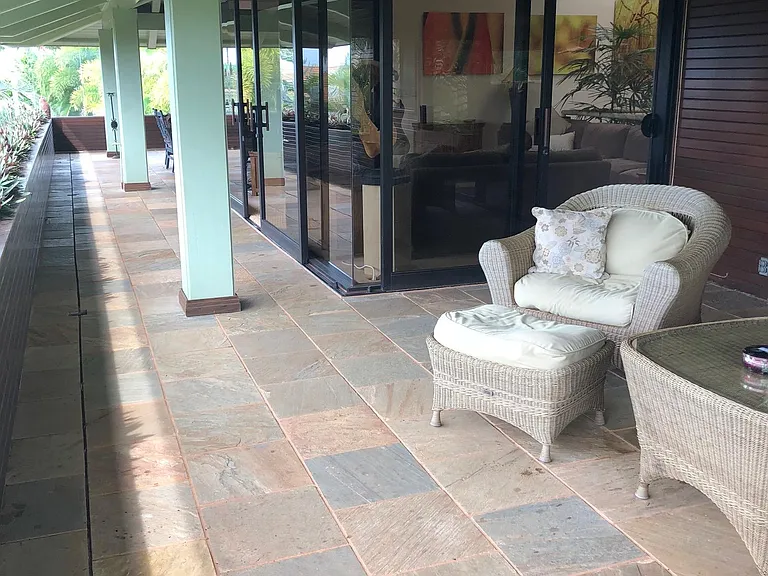 Upstairs Balcony with an Outside Den on One End and an Additional Dining Table for 6 people on the Other End