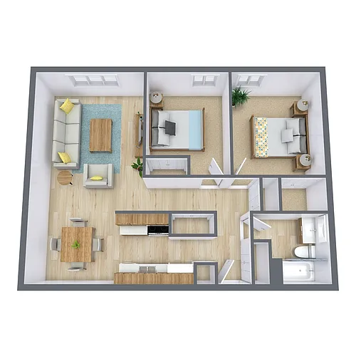Floor plan Two Bedroom 21B