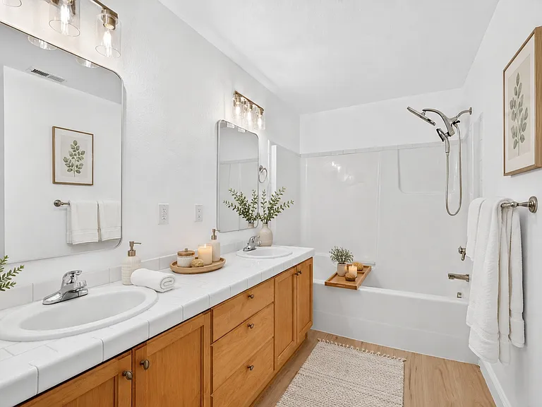 master bathroom (toilet is to the right in a carved out area. Sorry I forgot to get a picture of toilet)