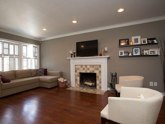 Living Room with wood burning fireplace