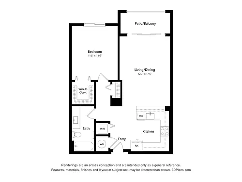 Floor plan 1 Bed / 1 Bath