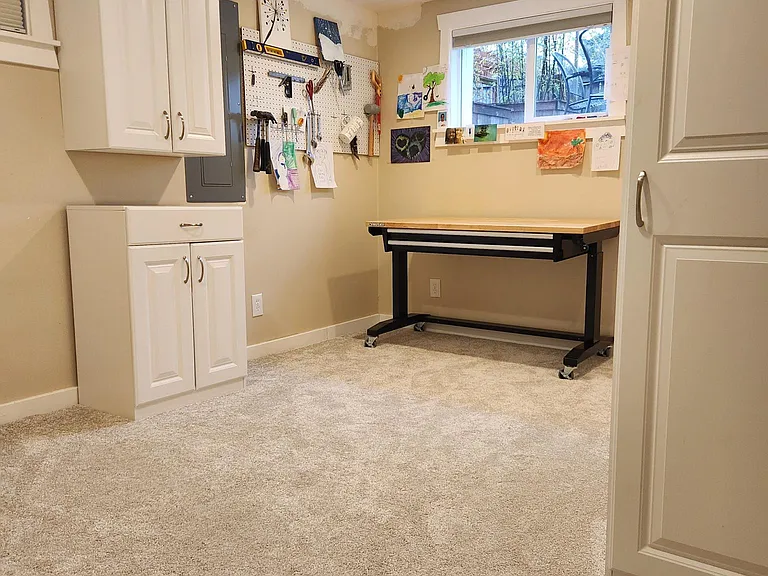 Basement bedroom with closet