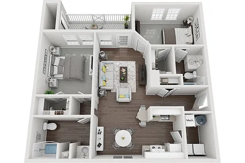 Floor plan The Savannah 2 Bedroom 2 Bath