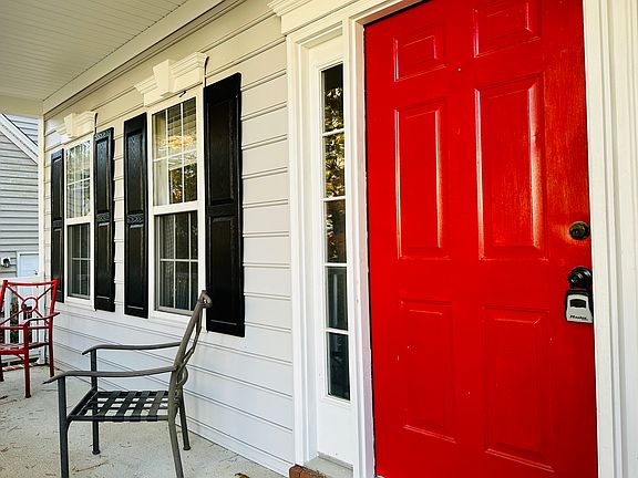 Front door, porch