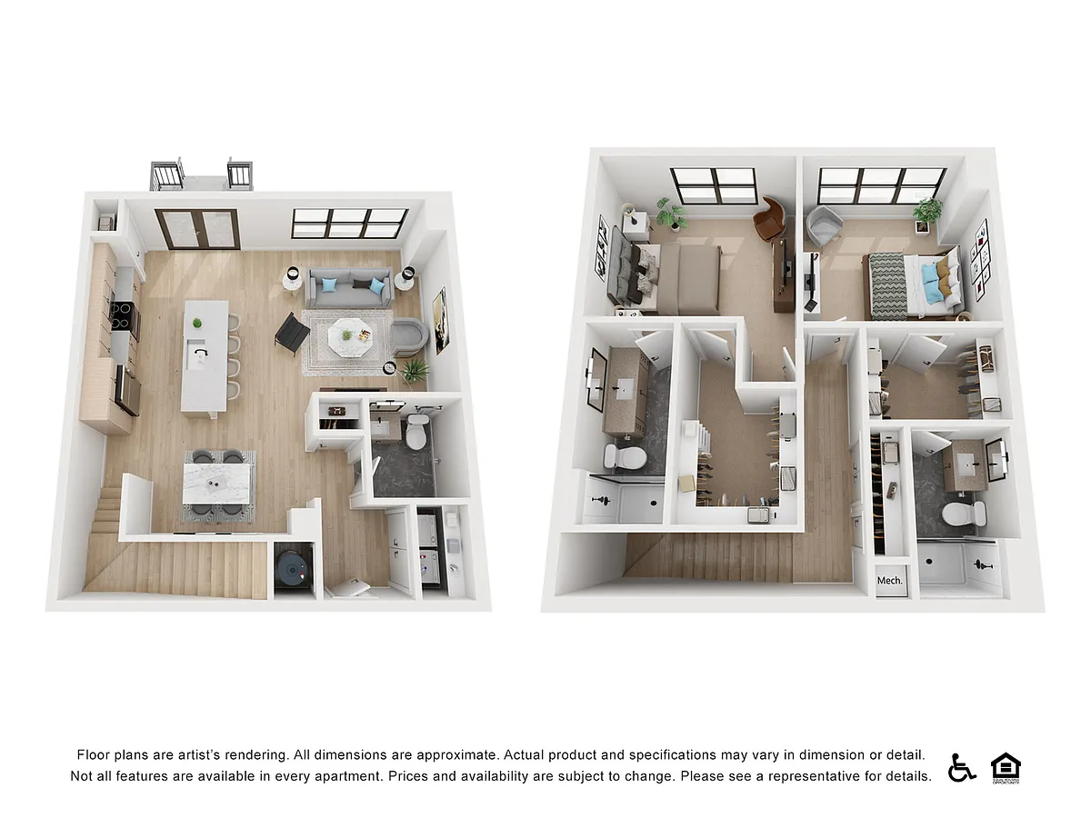 Floor plan 2BR/2.5BA - TH 1A