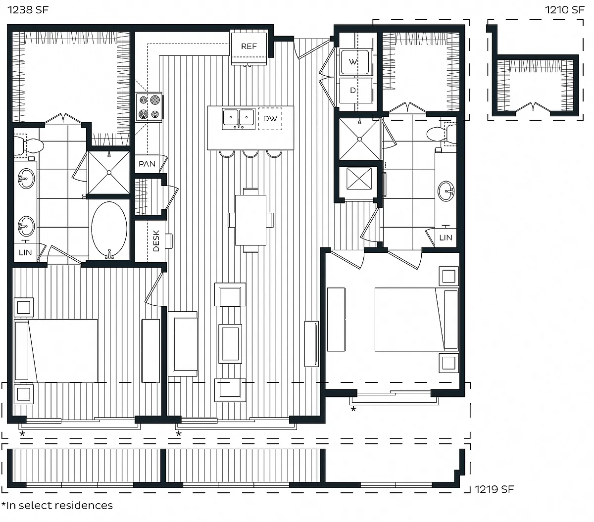 Floor plan 2 Bed/2 Bath-J
