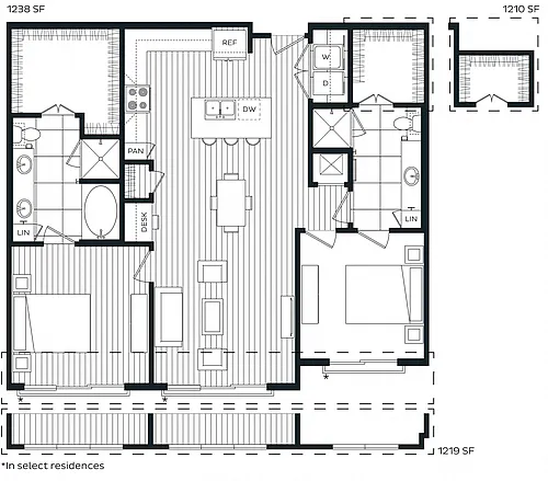 Floor plan 2 Bed/2 Bath-J