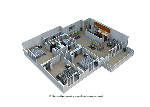 Floor plan Three Bedroom 2 Bath