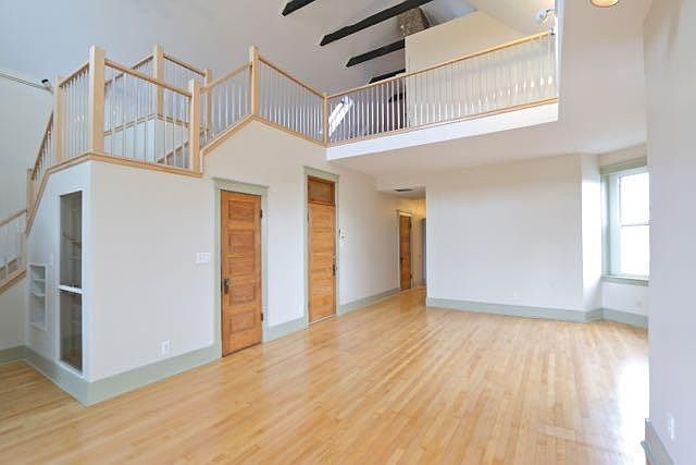Entrance and coat closet. Hallway leads to bathroom, kitchen and bedrooms 1&2. Stairs lead to Bedroom #3, which is the entire loft and has two closets and a full bathroom.