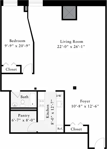 Floor plan The Lofts 1 Bedroom L
