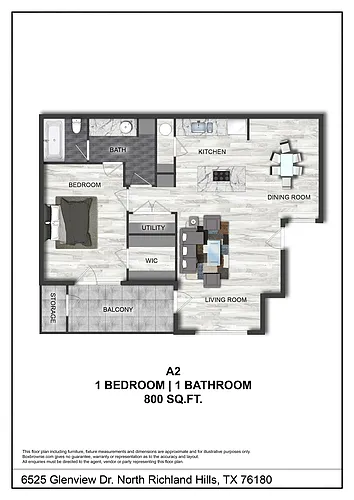 Floor plan 1 bdrm 1 bath