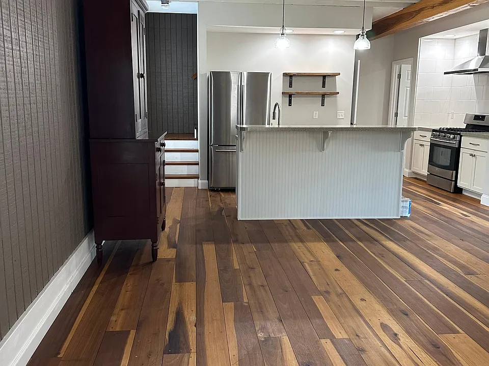Open concept island kitchen area