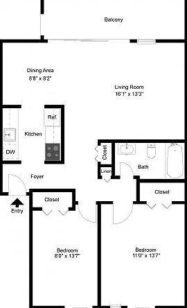 Two bedroom floor plan Two bedroom floor plan