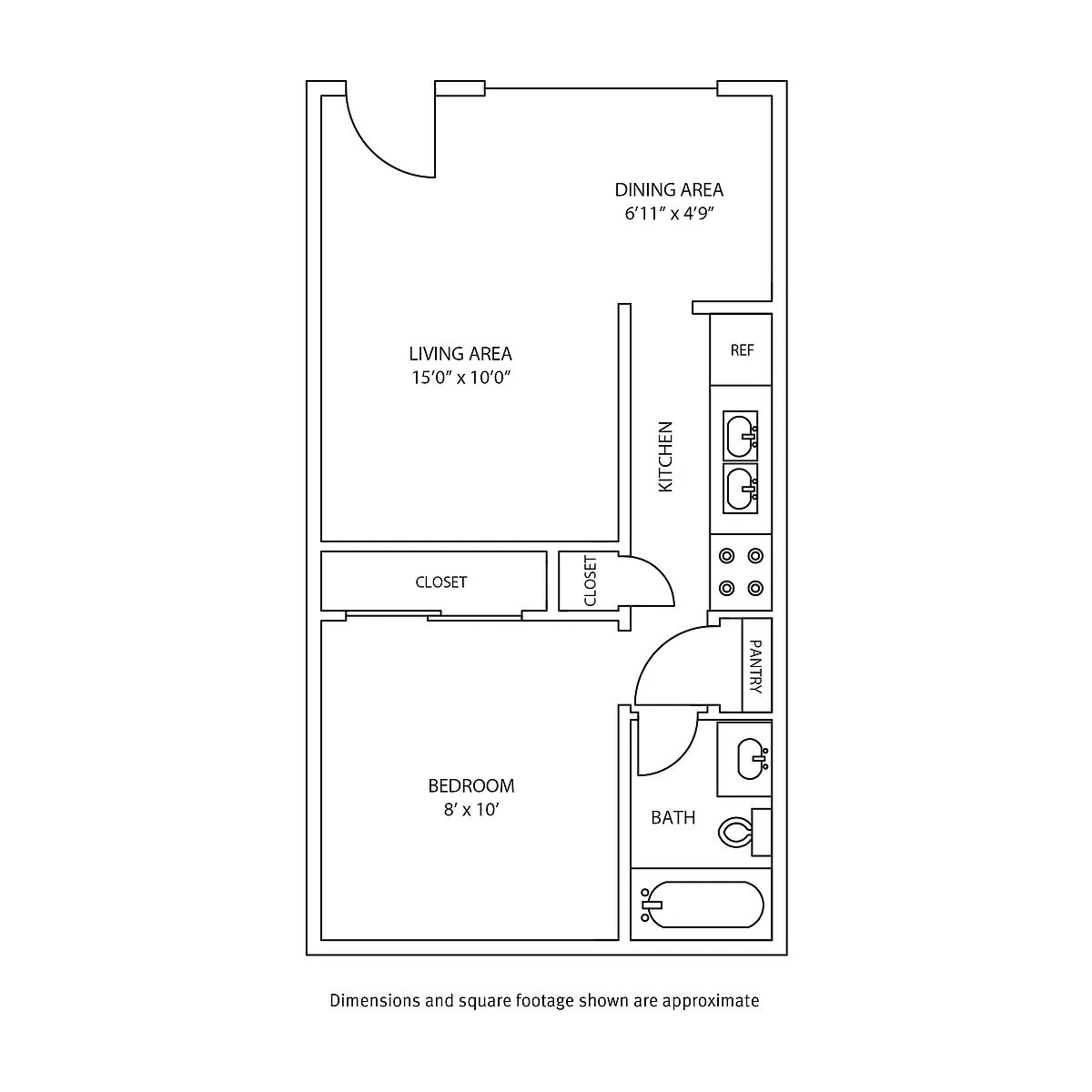 Floor plan Carousel 1 Bed and 1 Bath A