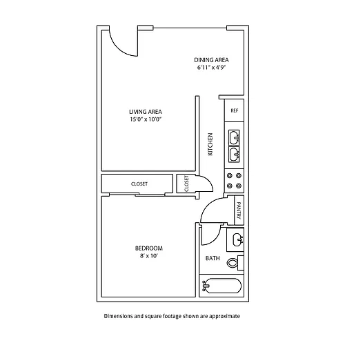 Floor plan Carousel 1 Bed and 1 Bath A