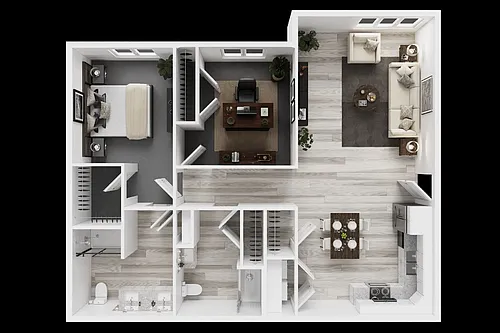 Floor plan One Bedroom w/ Den/Office