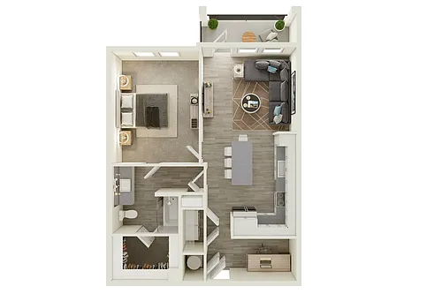 Floor plan A2 - One Bedroom, One Bathroom