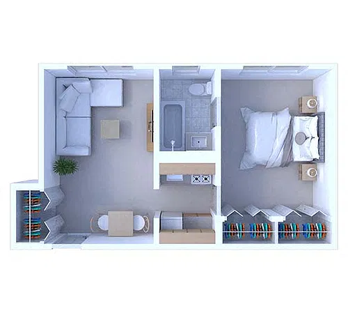 Floor plan 1 Bedroom Floor Plan A2